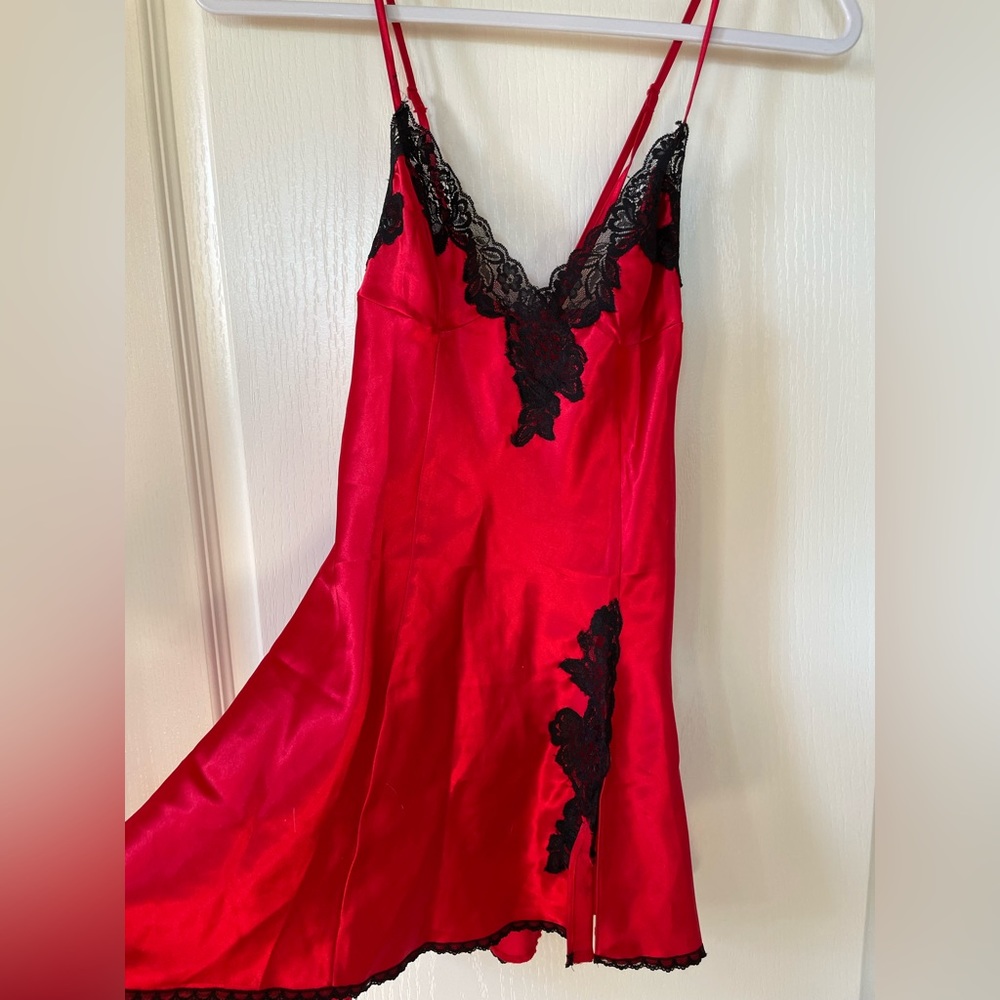 Red satin chemise lingerie small